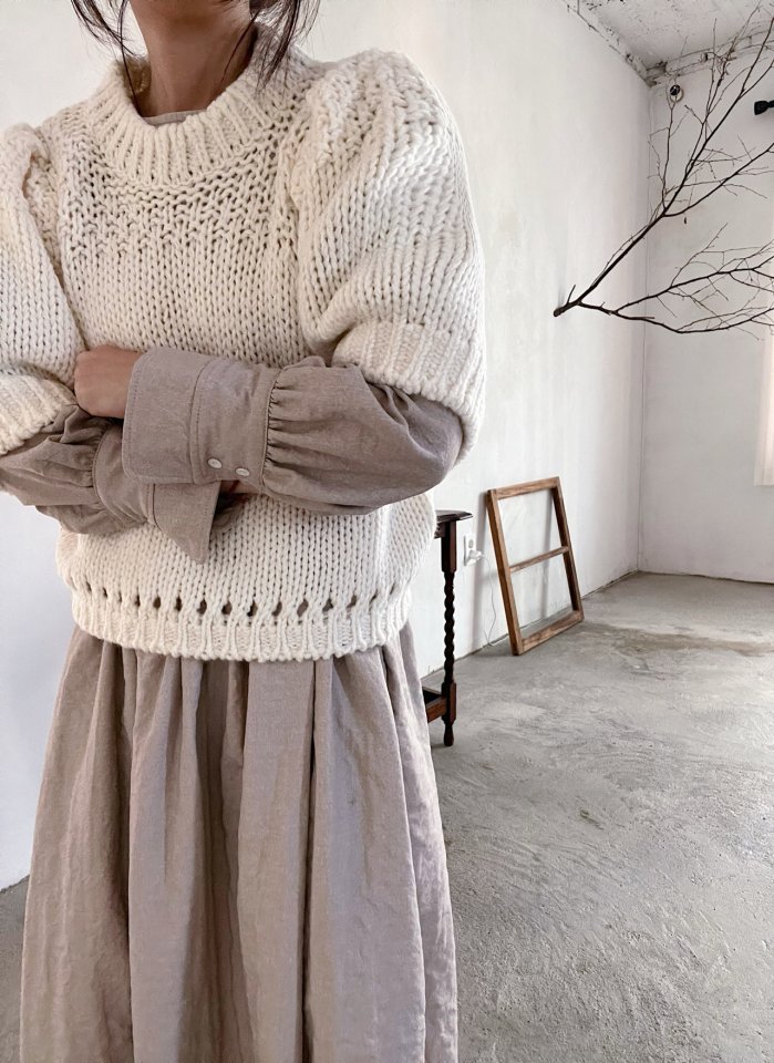 Lagrass - Korean Women Fashion - #womensfashion - Puff Round Knit - 10