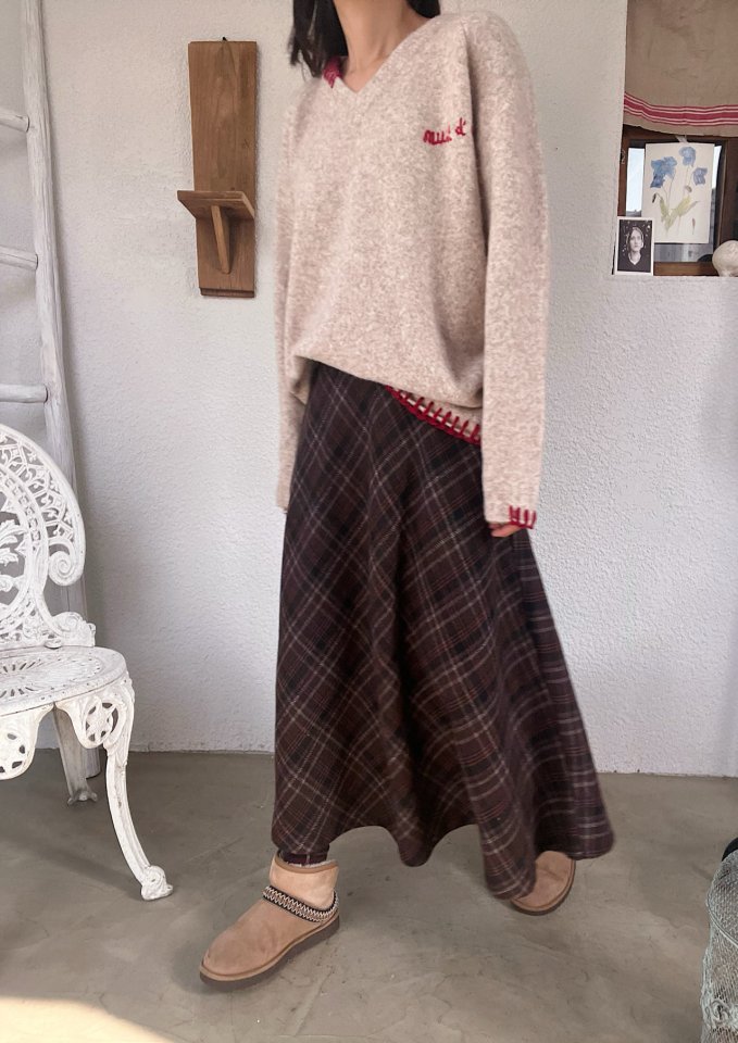 Lagrass - Korean Women Fashion - #womensfashion - Check Flare Skirt - 6