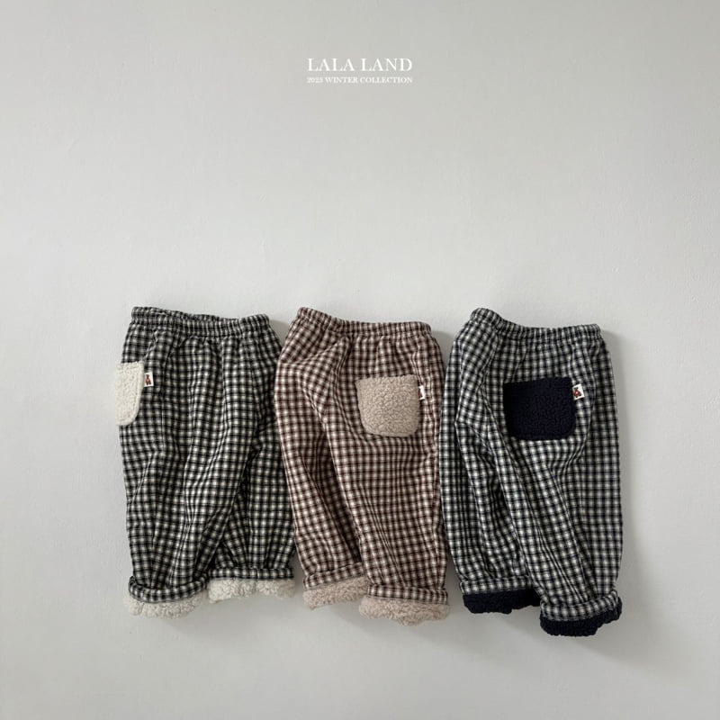 Lalaland - Korean Baby Fashion - #babyboutique - Check Boa Padded Pants