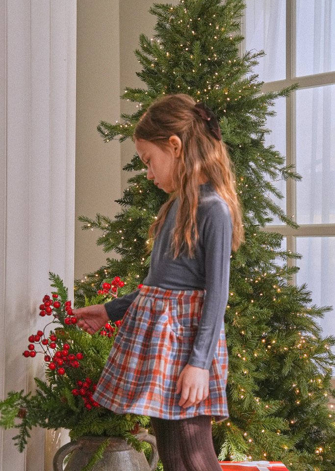 Le Bev - Korean Children Fashion - #Kfashion4kids - Caramel Check Skirt - 2
