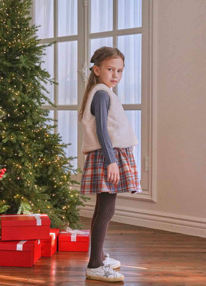 Le Bev - Korean Children Fashion - #childofig - Caramel Check Skirt - 8