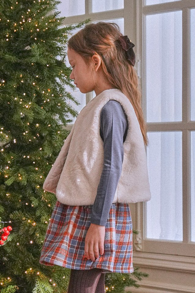 Le Bev - Korean Children Fashion - #littlefashionista - Caramel Check Skirt - 4