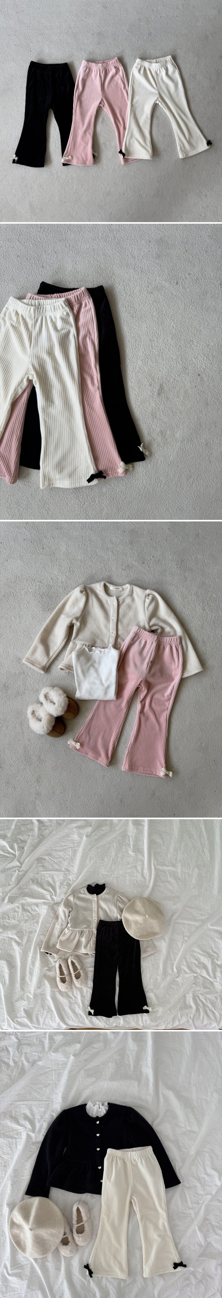 Le petitmot - Korean Children Fashion - #childrensboutique - Ribbon Velour Bootcut Pants - 2