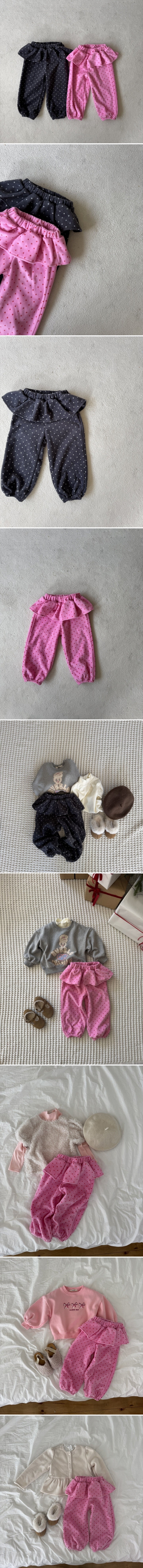Le petitmot - Korean Children Fashion - #discoveringself - Dot Frill Jogger Pants - 2