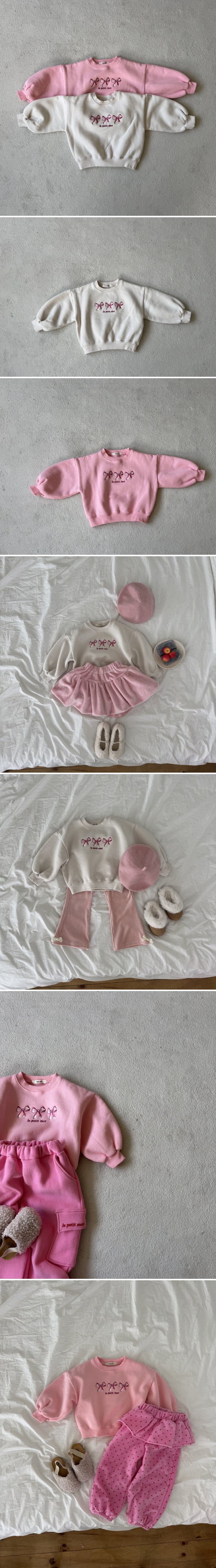 Le petitmot - Korean Children Fashion - #minifashionista - Ribbon Embroidered Sweatshirt - 2