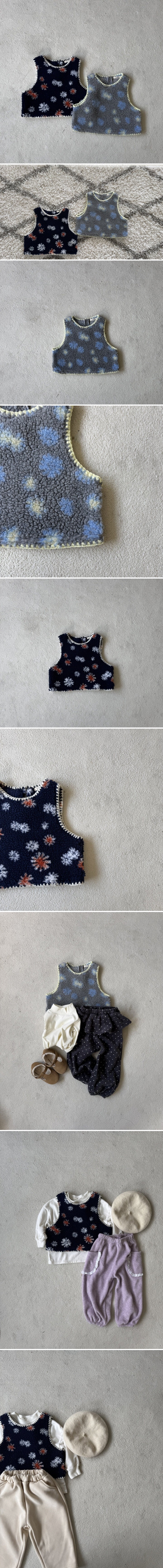 Le petitmot - Korean Children Fashion - #toddlerclothing - Cozy Flower Vest - 2