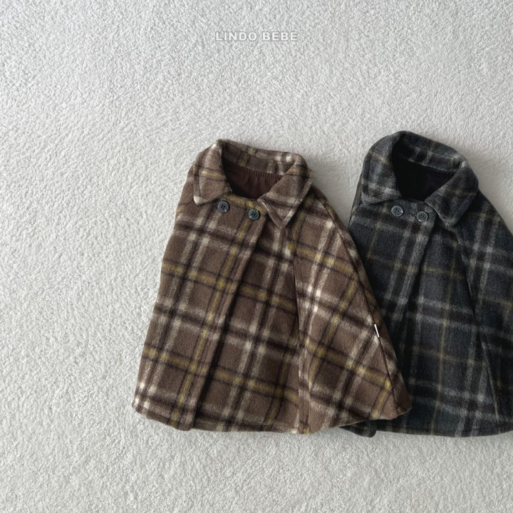 Lindo - Korean Baby Fashion - #babylifestyle - Bebe Check Cape Jacket - 5