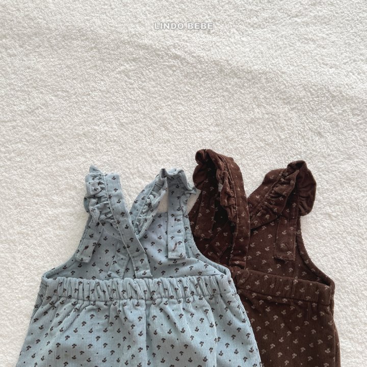 Lindo - Korean Baby Fashion - #babyootd - Bebe Flower Frill Suspender Pants - 5