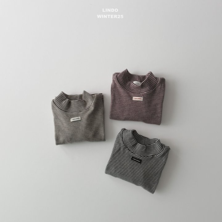 Lindo - Korean Children Fashion - #Kfashion4kids - Stripe Mock Neck Tee