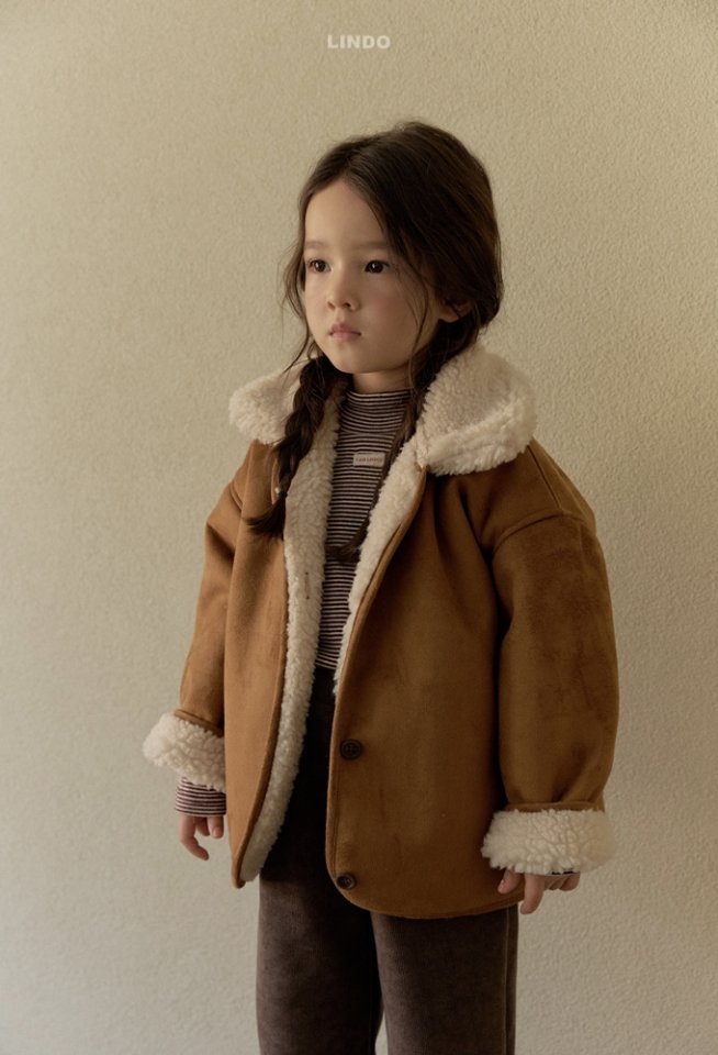 Lindo - Korean Children Fashion - #childrensboutique - Creamy Shearling Jacket - 6
