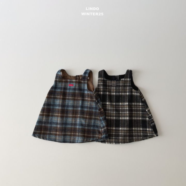 Lindo - Korean Children Fashion - #discoveringself - Milk Square One-piece (Check)