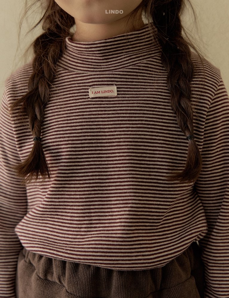 Lindo - Korean Children Fashion - #fashionkids - Stripe Mock Neck Tee - 11