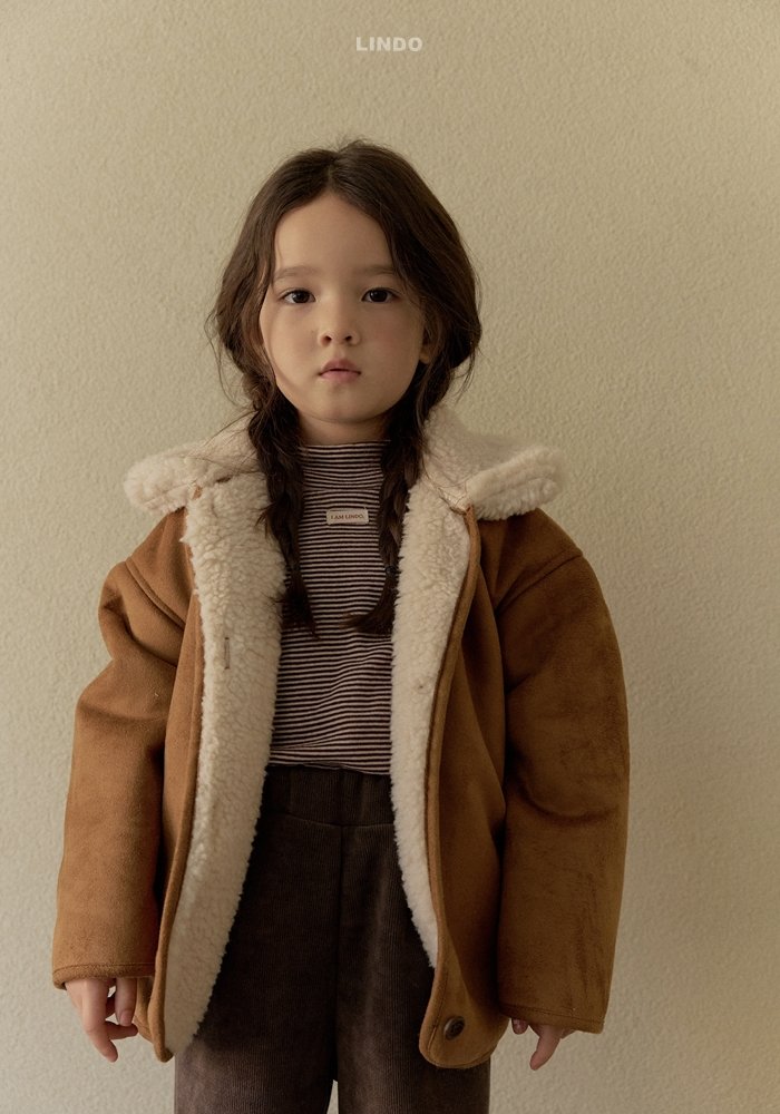 Lindo - Korean Children Fashion - #kidsshorts - Stripe Mock Neck Tee - 12