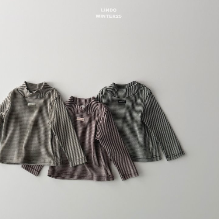 Lindo - Korean Children Fashion - #magicofchildhood - Stripe Mock Neck Tee - 3
