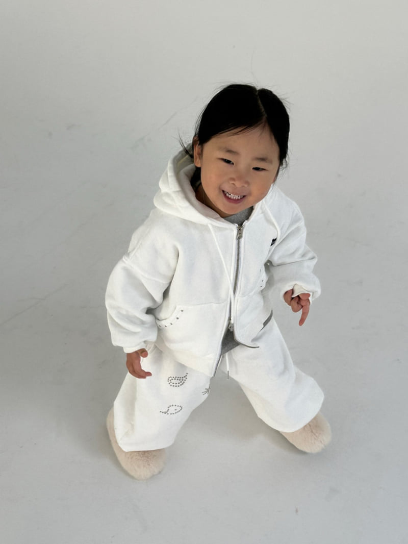 Little Normal - Korean Children Fashion - #fashionkids - Studded Hoodie Zip-Up - 3