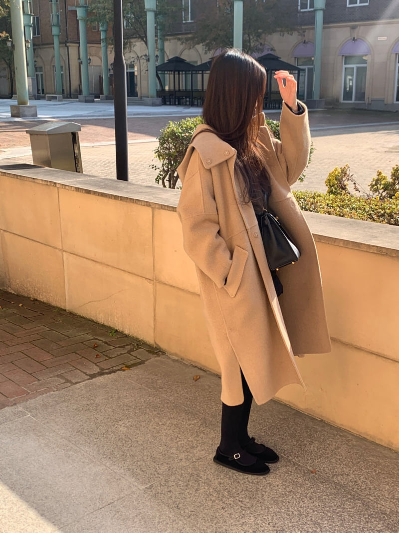 Logarden - Korean Women Fashion - #momslook - Alpaca Hood Long Coat - 12