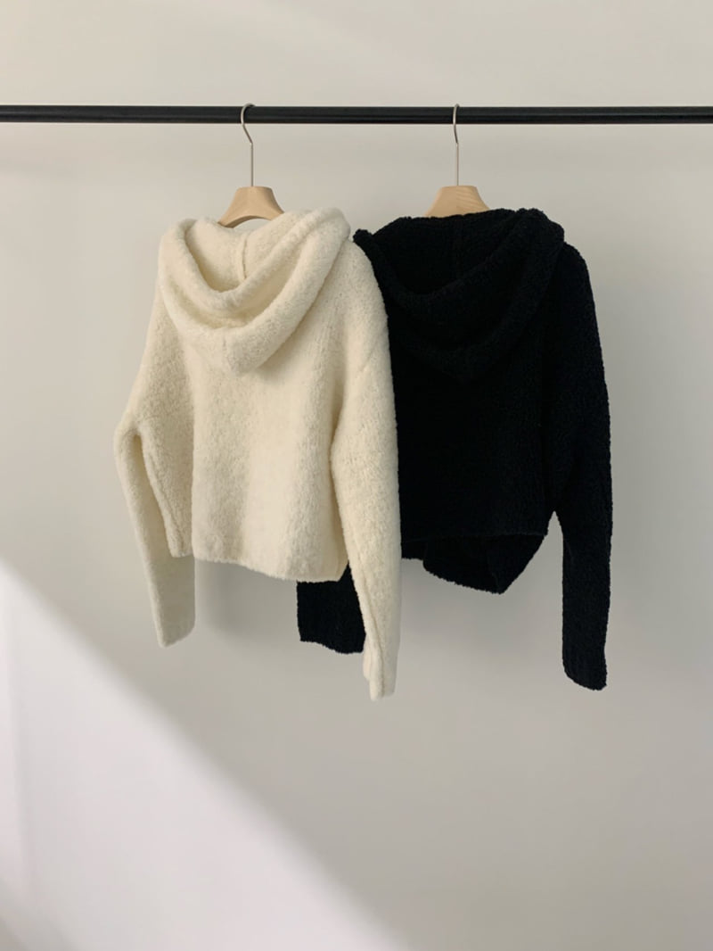 Logarden - Korean Women Fashion - #pursuepretty - Heavy Wool Knit Zip-Up - 3