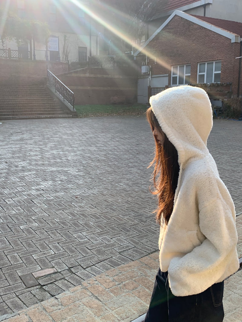 Logarden - Korean Women Fashion - #romanticstyle - Heavy Wool Knit Zip-Up - 5