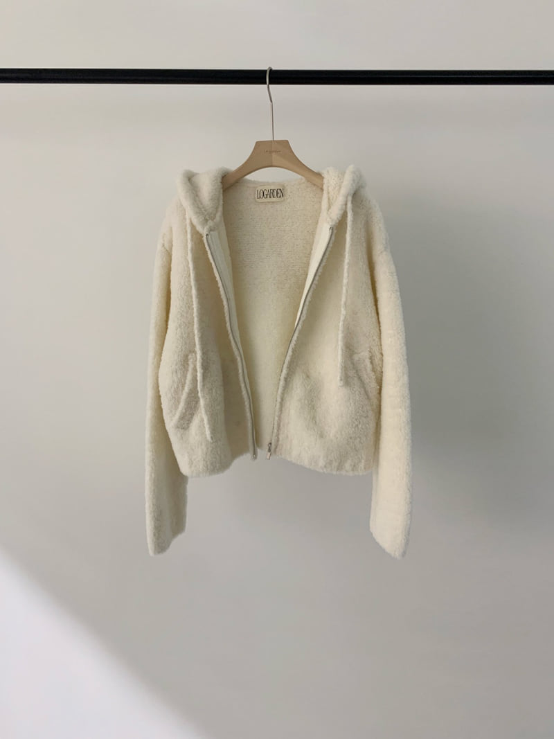 Logarden - Korean Women Fashion - #vintagekidsstyle - Heavy Wool Knit Zip-Up - 2