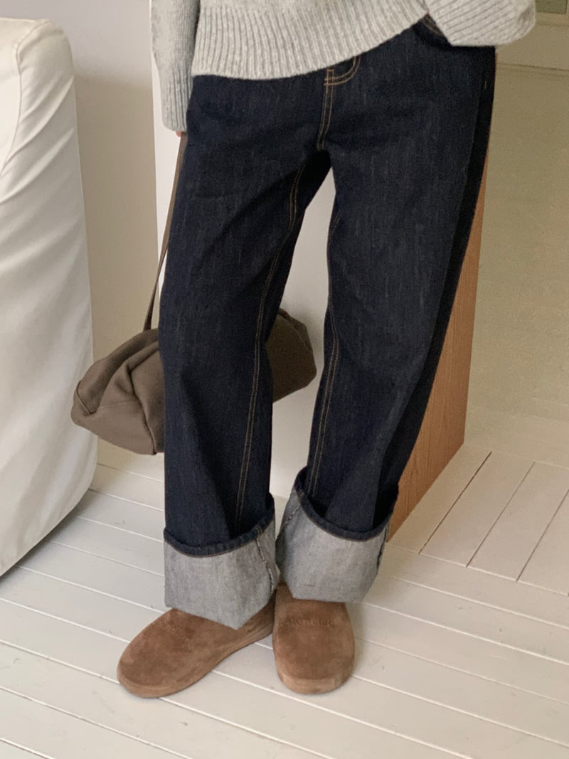 Logarden - Korean Women Fashion - #momslook - Roll-Up Denim Pants - 4