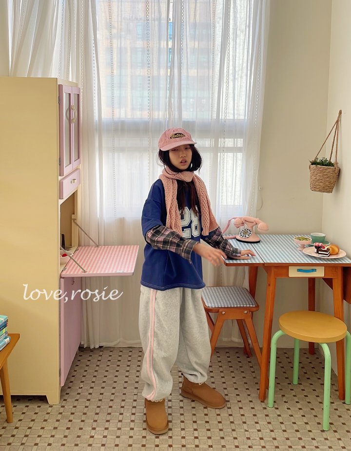 Love Rosie - Korean Children Fashion - #childofig - Check Shirt Sleeve Number Tee - 5
