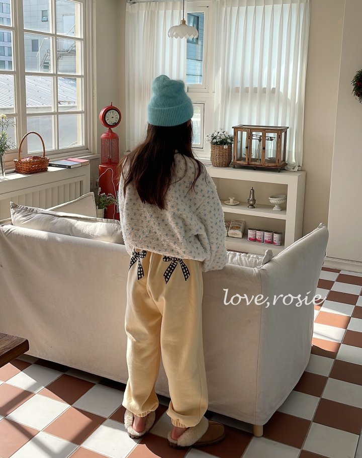 Love Rosie - Korean Children Fashion - #childrensboutique - Check Ribbon Fleece Jogger Pants - 5