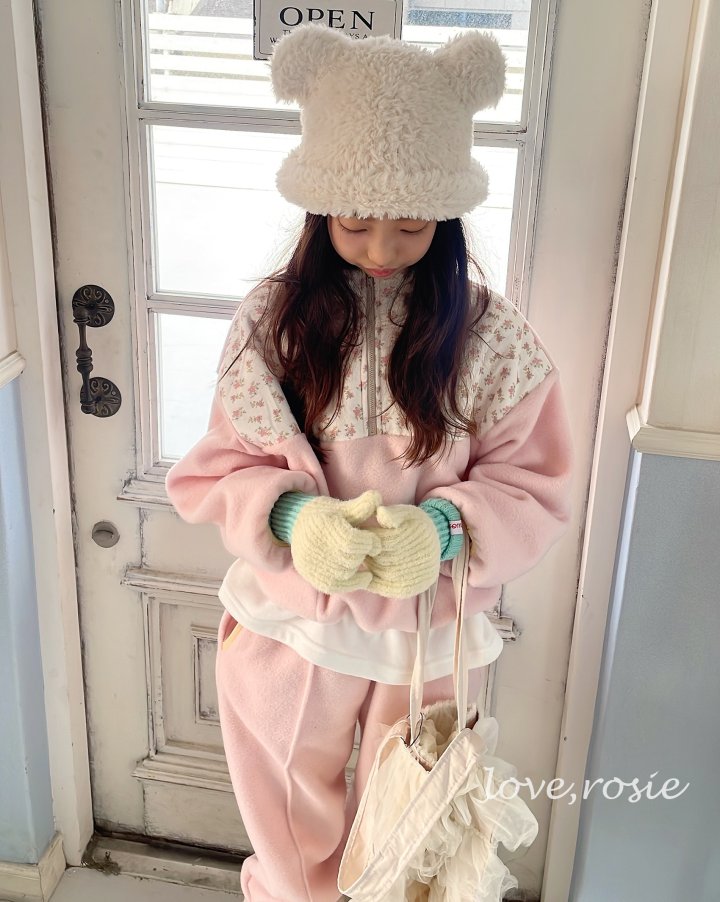 Love Rosie - Korean Children Fashion - #designkidswear - Cotton Candy Floral Fleece Set - 5