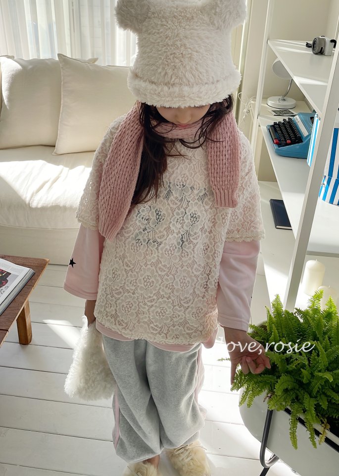 Love Rosie - Korean Children Fashion - #fashionkids - Fleece Lace Short Sleeve Tee - 12