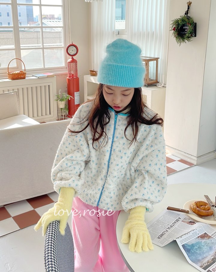 Love Rosie - Korean Children Fashion - #kidsshorts - Deer Floral Boa Jacket - 3