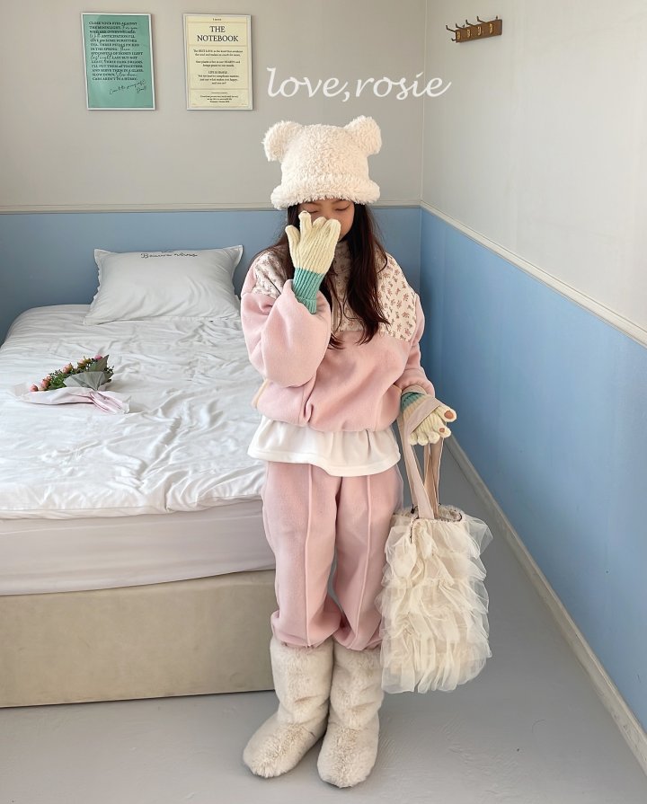 Love Rosie - Korean Children Fashion - #kidsshorts - Cotton Candy Floral Fleece Set - 8