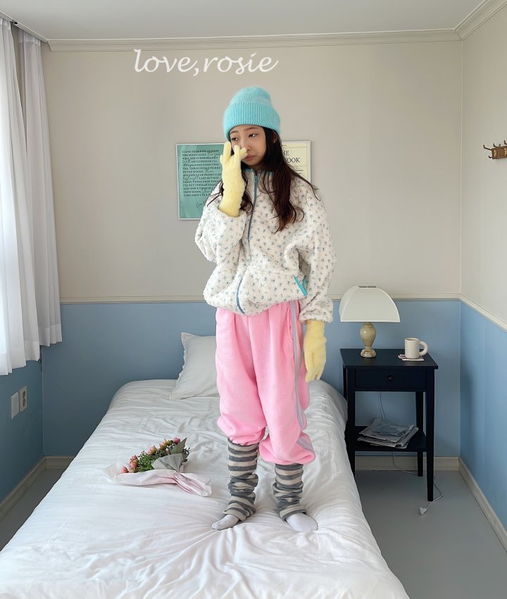 Love Rosie - Korean Children Fashion - #kidsshorts - Deer Floral Boa Jacket - 4