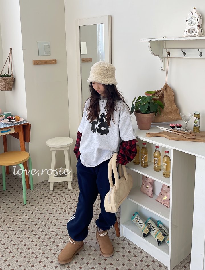 Love Rosie - Korean Children Fashion - #kidsstore - Check Shirt Sleeve Number Tee - 12