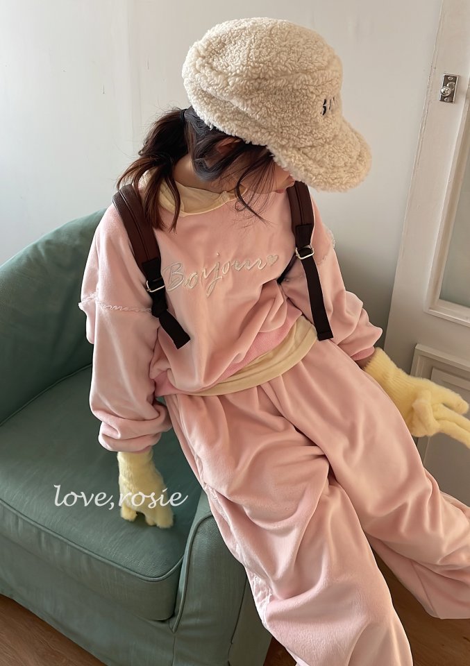 Love Rosie - Korean Children Fashion - #minifashionista - Bonjour Velvet Fleece Set - 10