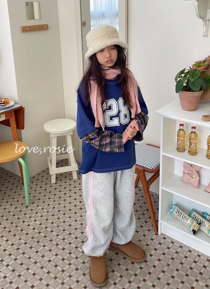 Love Rosie - Korean Children Fashion - #minifashionista - Check Shirt Sleeve Number Tee - 3