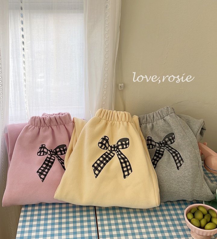 Love Rosie - Korean Children Fashion - #minifashionista - Check Ribbon Fleece Jogger Pants