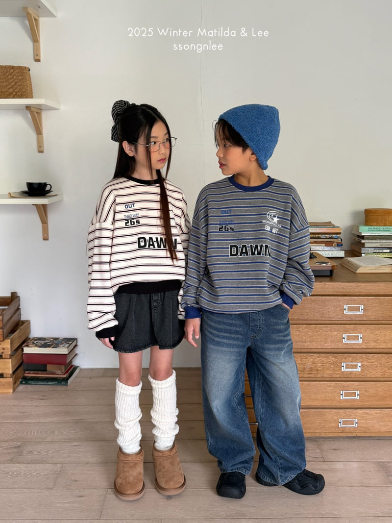 Matilda & Lee - Korean Children Fashion - #kidsshorts - Down Stripe Sweatshirt - 4