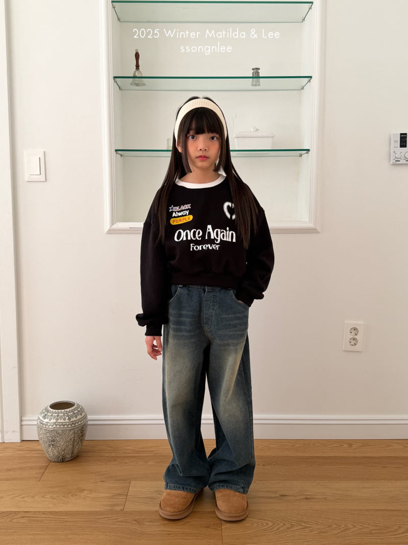 Matilda & Lee - Korean Children Fashion - #kidzfashiontrend - Diagonal Denim Pants