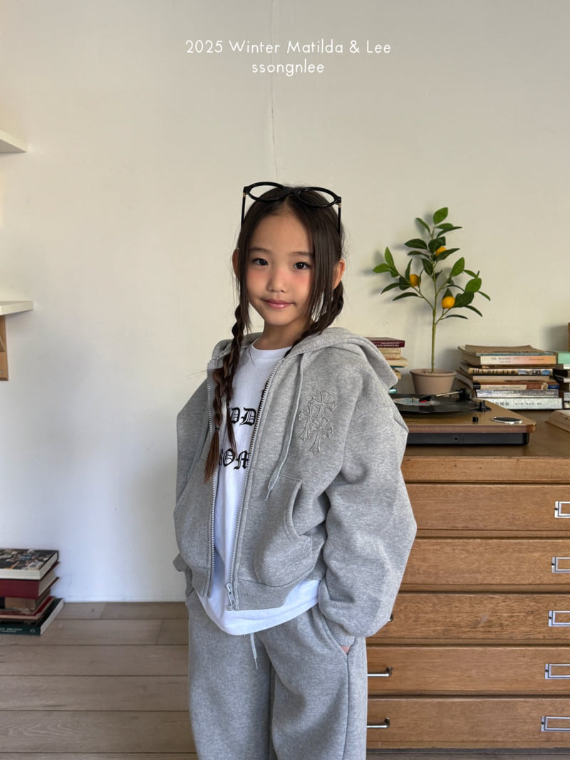 Matilda & Lee - Korean Children Fashion - #kidzfashiontrend - Cross Embroidery Zip-up Hood - 5
