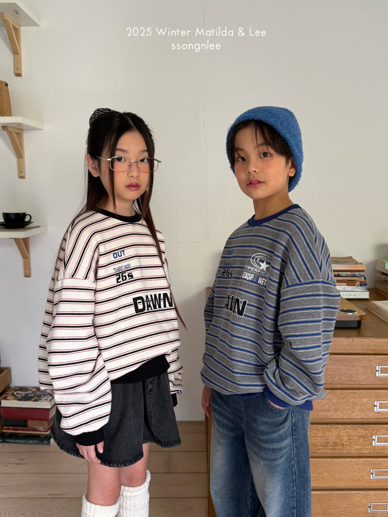 Matilda & Lee - Korean Children Fashion - #littlefashionista - Down Stripe Sweatshirt - 7