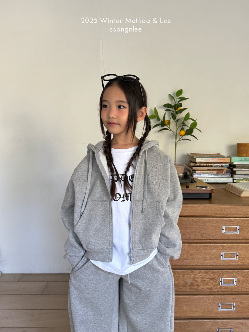 Matilda & Lee - Korean Children Fashion - #minifashionista - Cross Embroidery Zip-up Hood - 9