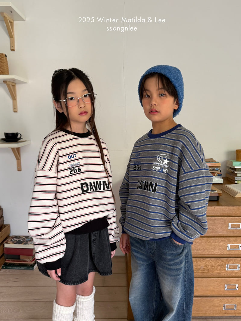 Matilda & Lee - Korean Children Fashion - #prettylittlegirls - Down Stripe Sweatshirt - 10