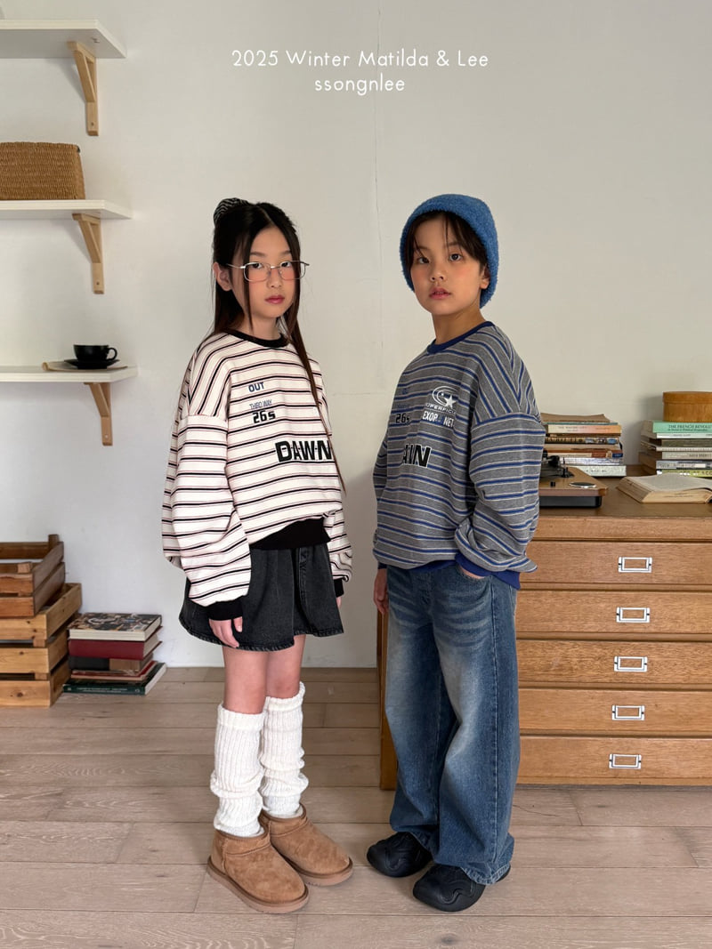 Matilda & Lee - Korean Children Fashion - #toddlerclothing - Down Stripe Sweatshirt - 12