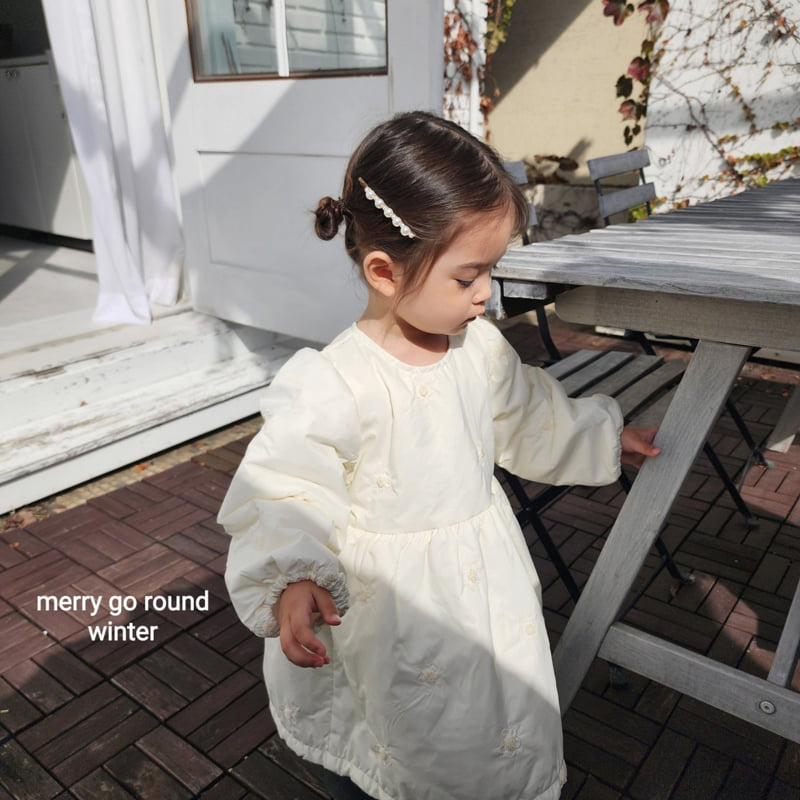 Merry Go Round - Korean Children Fashion - #Kfashion4kids - Bonding Flower Embroidery One-piece - 2