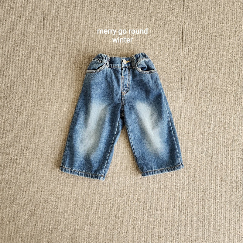 Merry Go Round - Korean Children Fashion - #childrensboutique - Bonding Wide Denim Pants