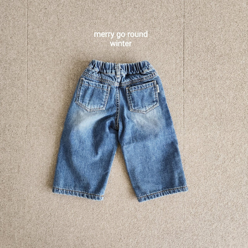 Merry Go Round - Korean Children Fashion - #designkidswear - Bonding Wide Denim Pants - 2