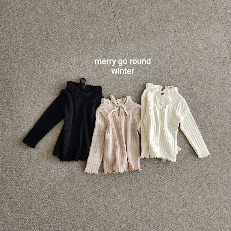 Merry Go Round - Korean Children Fashion - #discoveringself - Frill Ribbed Tee