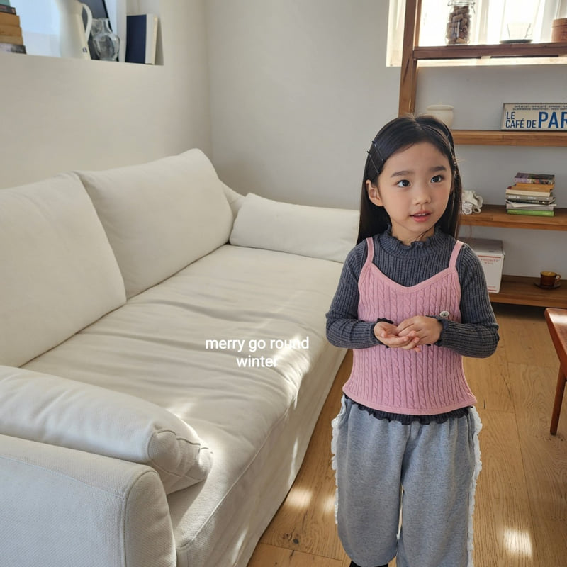 Merry Go Round - Korean Children Fashion - #discoveringself - Cable Knit Vest - 11
