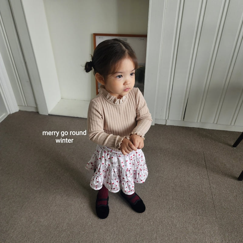 Merry Go Round - Korean Children Fashion - #fashionkids - Frill Ribbed Tee - 2