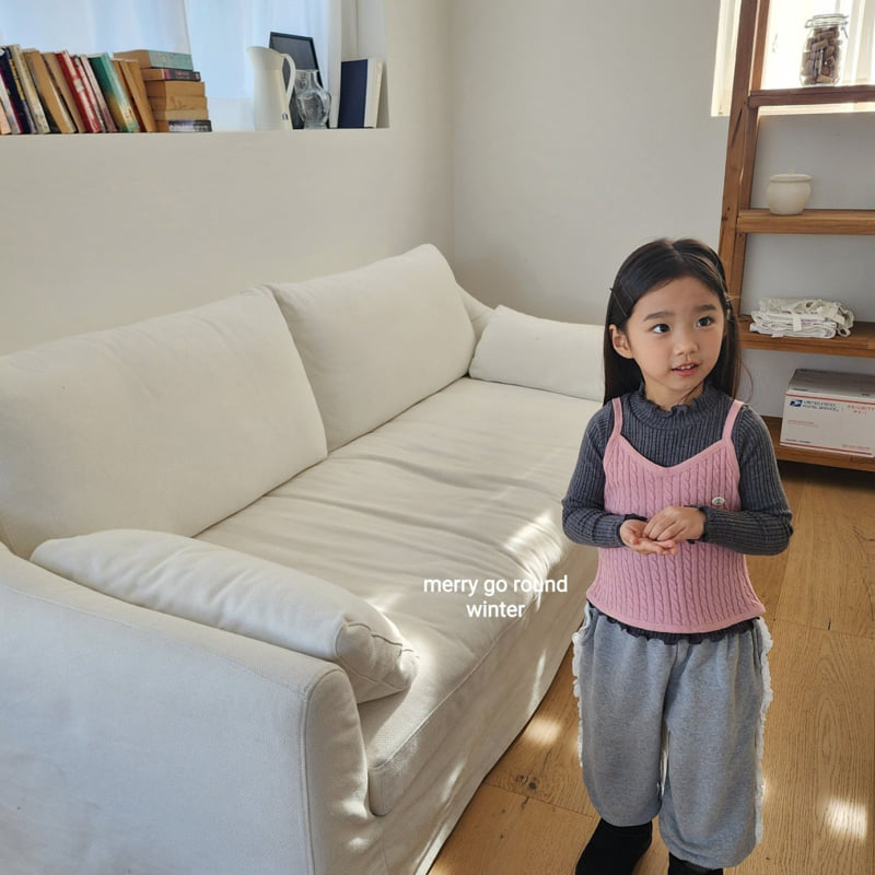 Merry Go Round - Korean Children Fashion - #fashionkids - Cable Knit Vest - 12