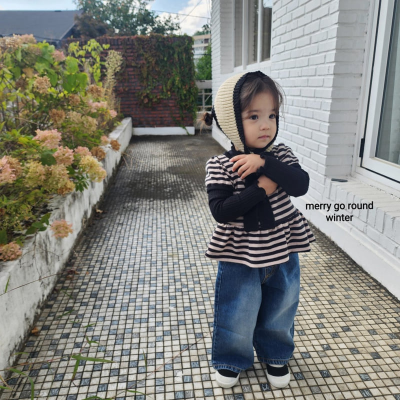 Merry Go Round - Korean Children Fashion - #discoveringself - Bonding Wide Denim Pants - 4